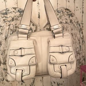 Italian Leather 🇮🇹Handbag Cream and Chocolate Brown Piping